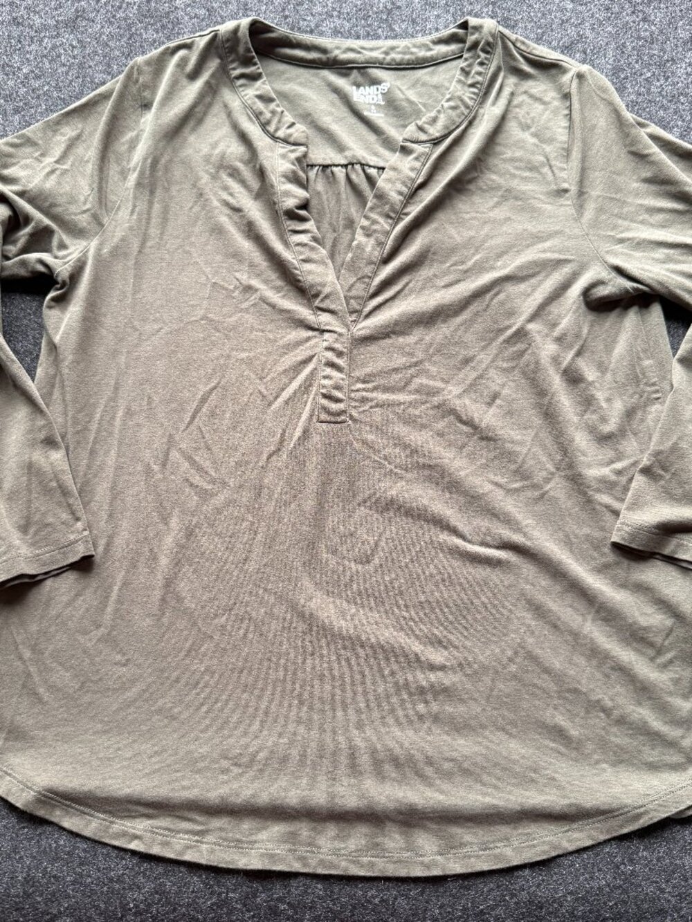 Lands' End Olive Green Knit Top Small